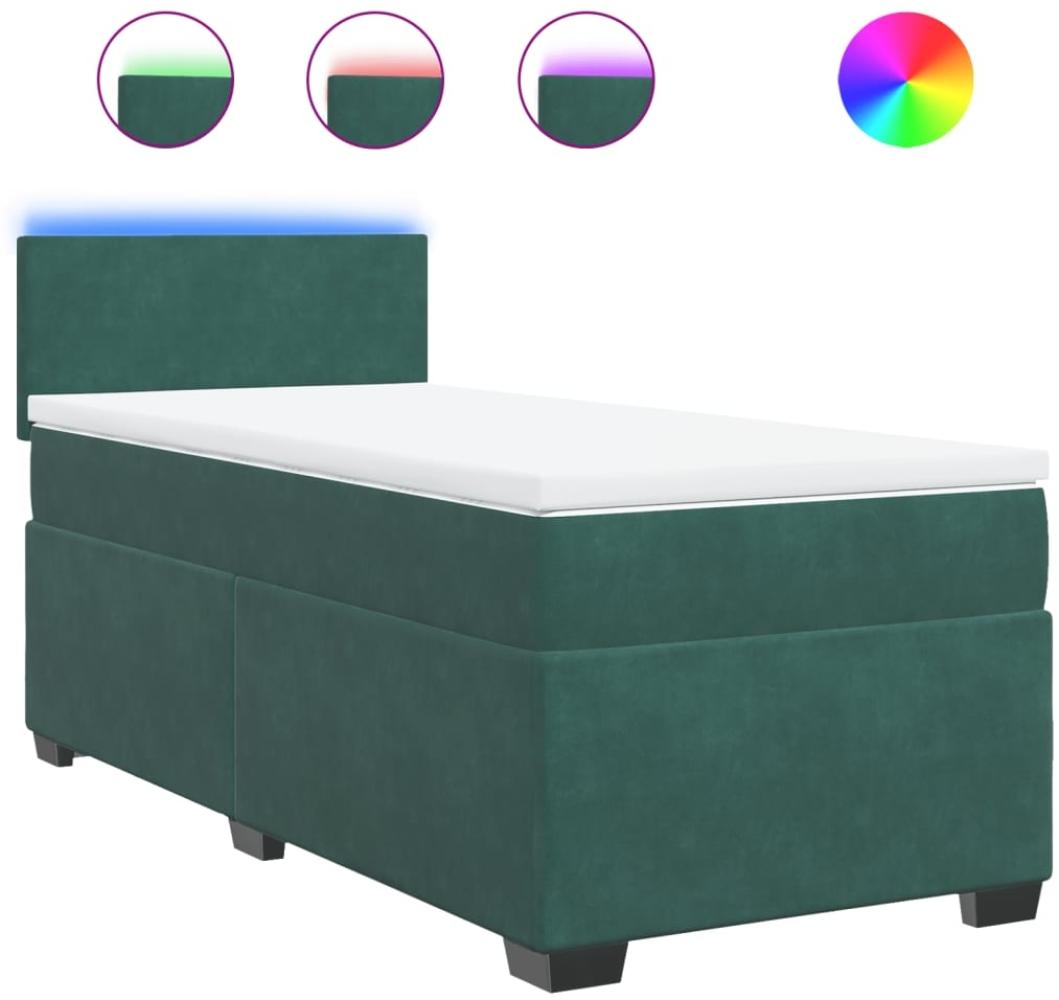 vidaXL Boxspringbett mit Matratze Dunkelgrün 90x200 cm Samt 3288507 Bild 1