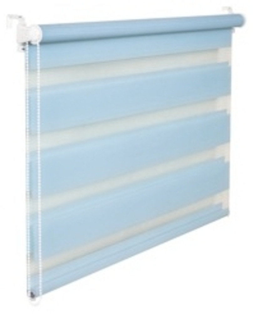 Doppelrollo Duorollo 45 cm breit 150 cm lang hellblau blau inkl. Seilzug Fensterrollo Klemmrollo Jal Bild 1