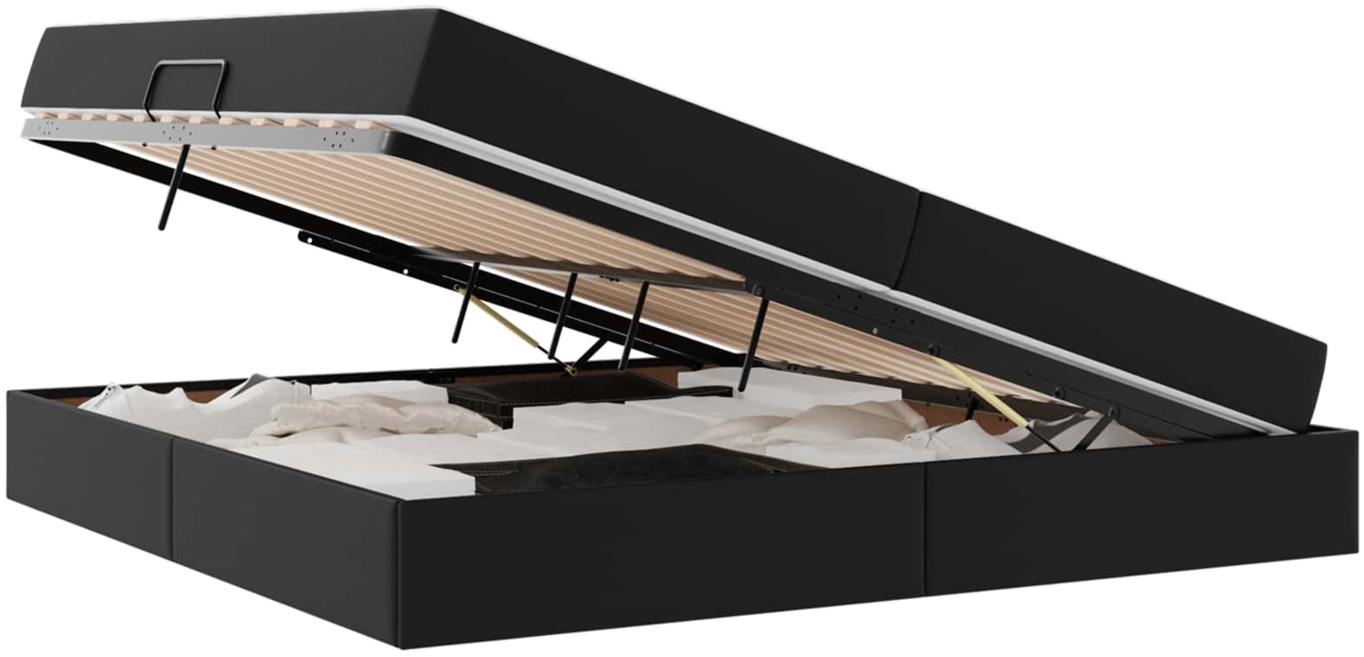 vidaXL Aufbewahrungsbett mit Matratze Schwarz 200x200 cm Kunstleder 3399624 Bild 1