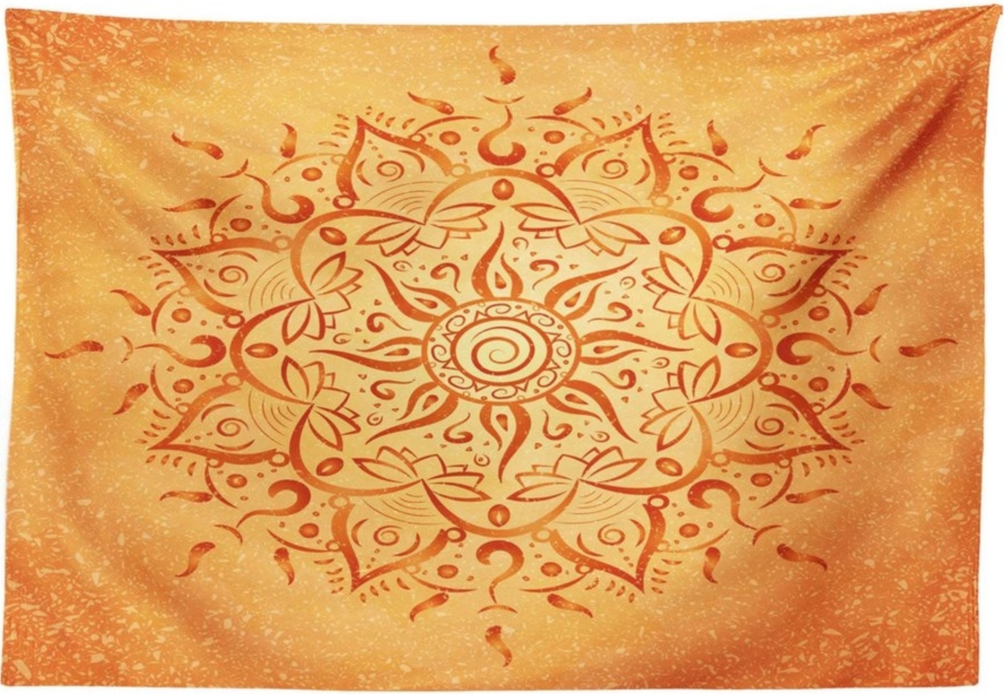 Abakuhaus Wandteppich Wohnzimmer Schlafzimmer Wandtuch Seidiges Satin Wandteppich, rechteckig, Blatt Orange Mandala Bild 1