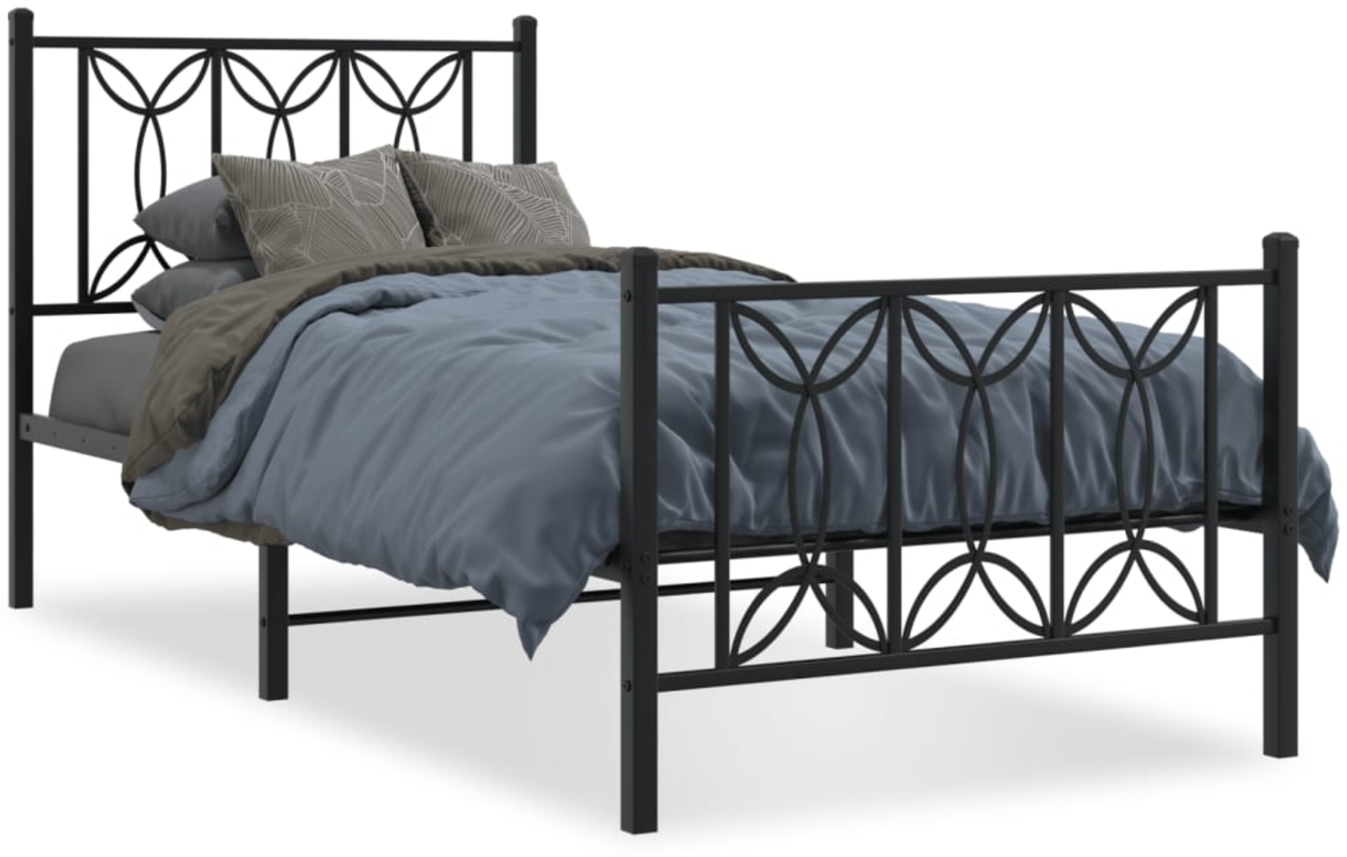 vidaXL Bettgestell mit Kopf- und Fußteil Metall Schwarz 75x190 cm 376136 Bild 1