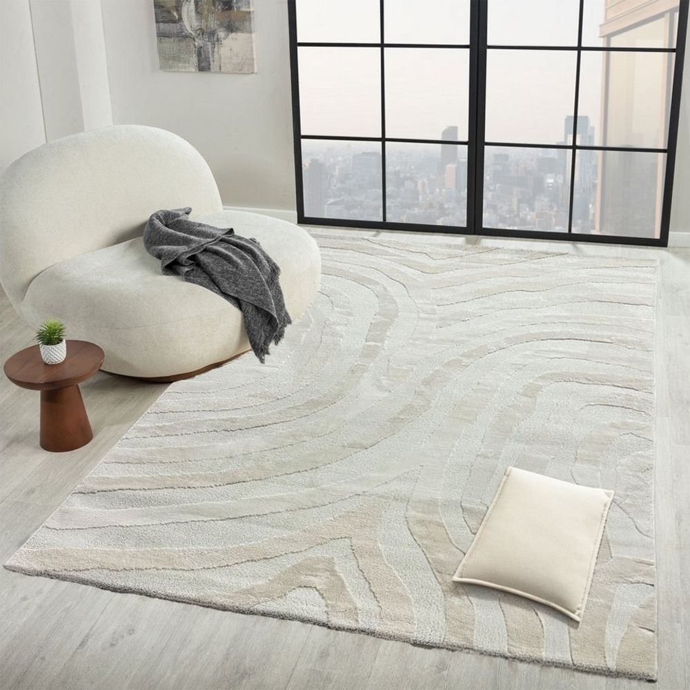 Vimoda Teppich Teppich Wohnzimmer Boho Optik Skandinavisch Hochtief in Creme, Rechteckig, Höhe: 11 mm, Läufer Teppich Schlafzimmer Esszimmer Bild 1