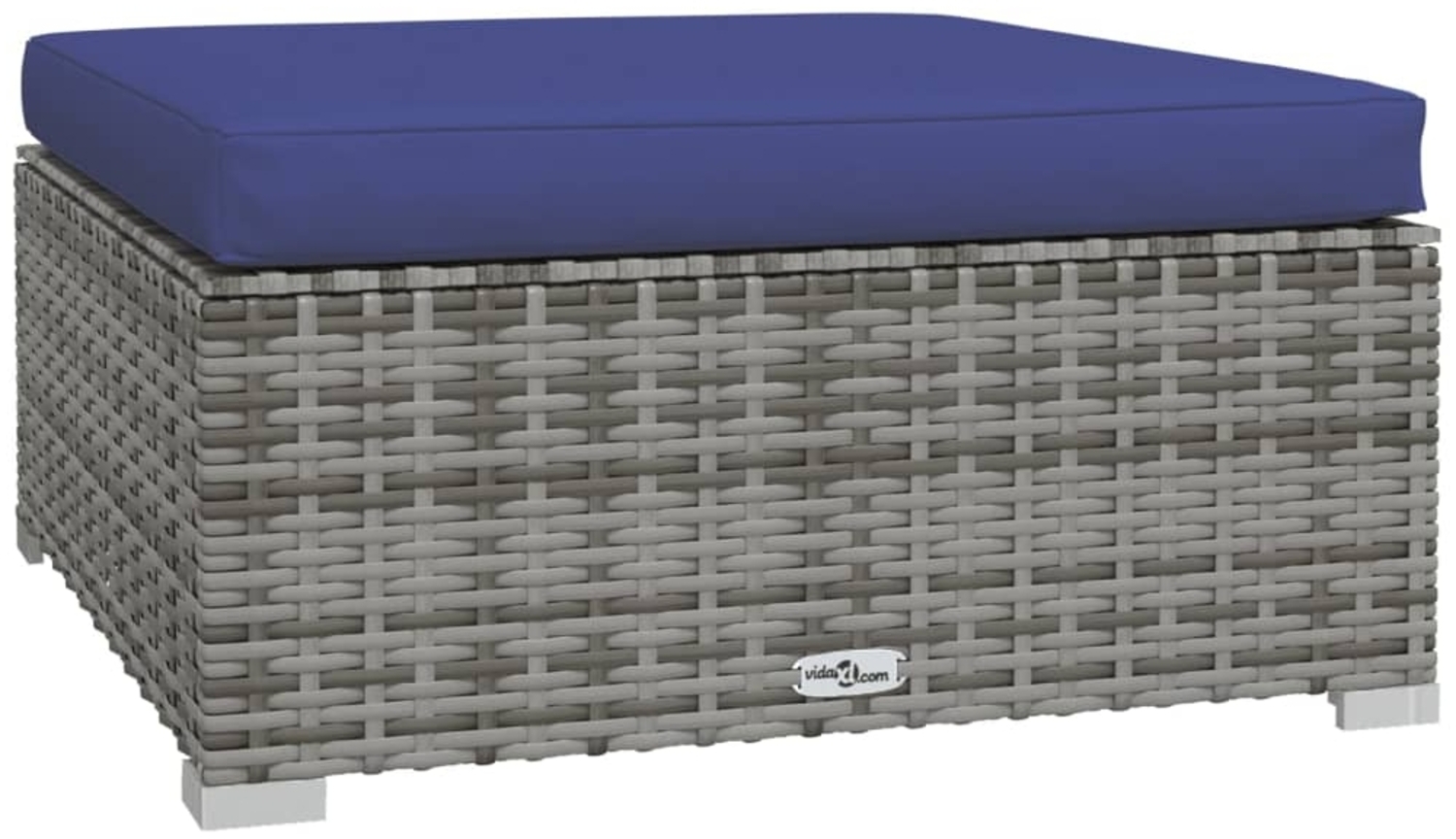 vidaXL Gartenhocker mit Kissen Grau 70x70x30 cm Poly Rattan 317569 Bild 1