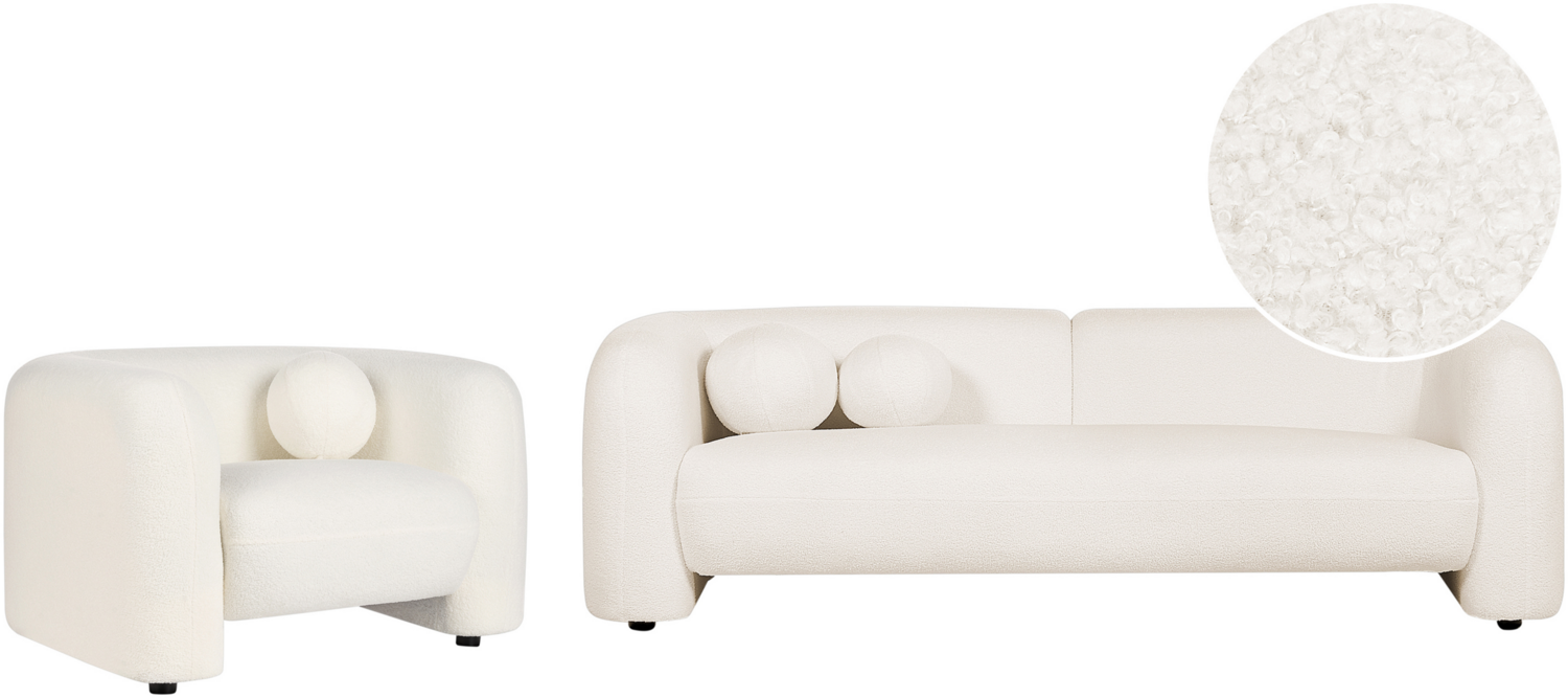 4-Sitzer Sofa Set Bouclé weiß LEIREN Bild 1