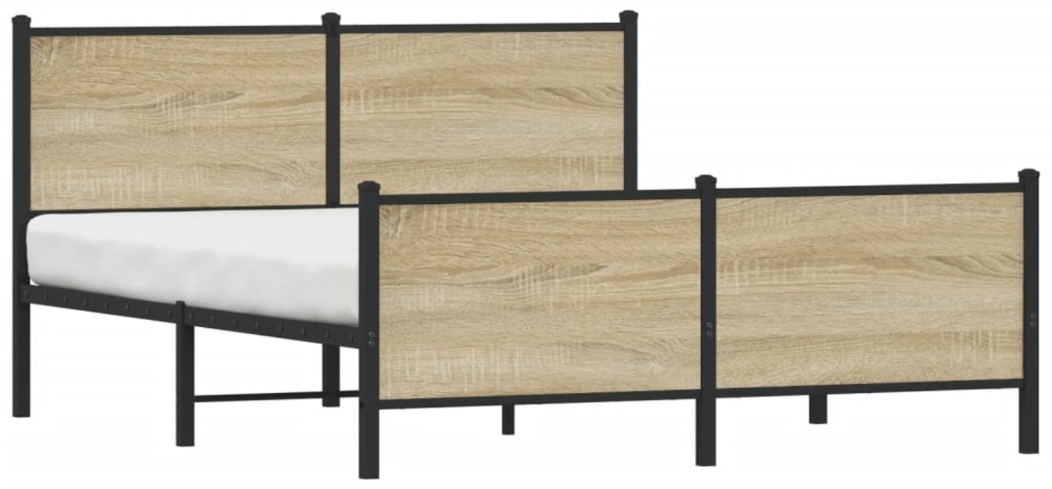 vidaXL Metallbett ohne Matratze Sonoma-Eiche 140x190 cm 3301360 Bild 1