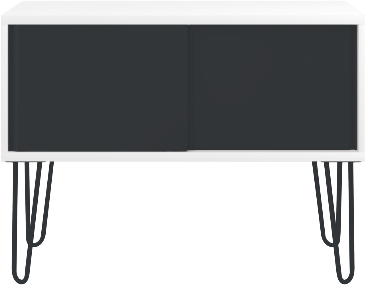 MultiRange Sideboard, weiß, Schiebetüren aus Stahl, 4 Stahlfüße, Maße: H 752 x B 1000 x T 450 mm, Farbe: weiß/anthrazitgrau Bild 1