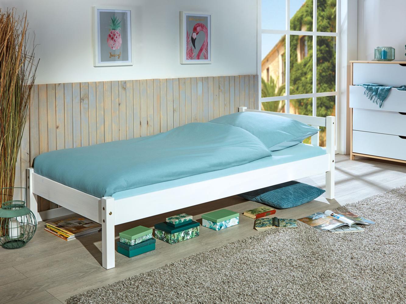 Einzelbett >Vilmar< (BxHxT: 210x70x98 cm) in Weiss - 210x70x98 (BxHxT) Bild 1