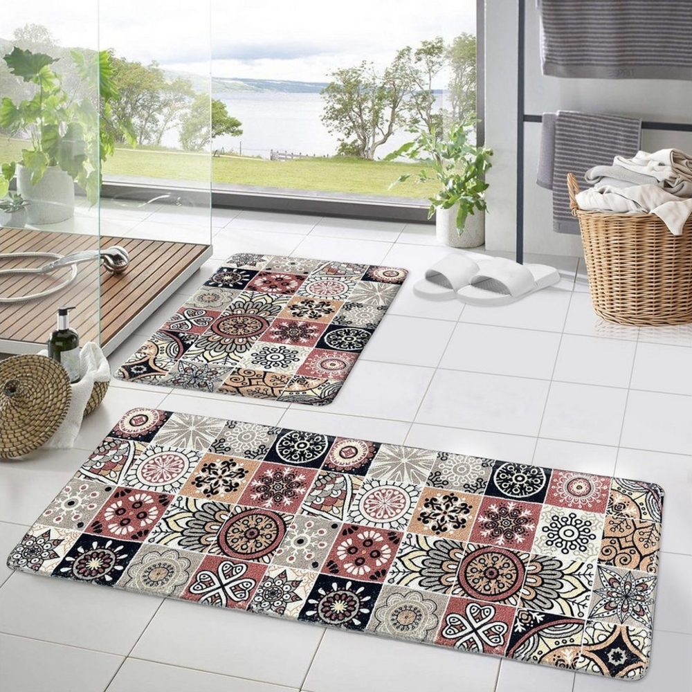 HOMELUX Badematte Badematte Badvorleger Badteppich Duschvorleger Set, Rutschfester Gummi, Lichtecht, Schallschluckend, Ruschsicher, Polyester, Größe: 50x160cm+50x80cm Bild 1