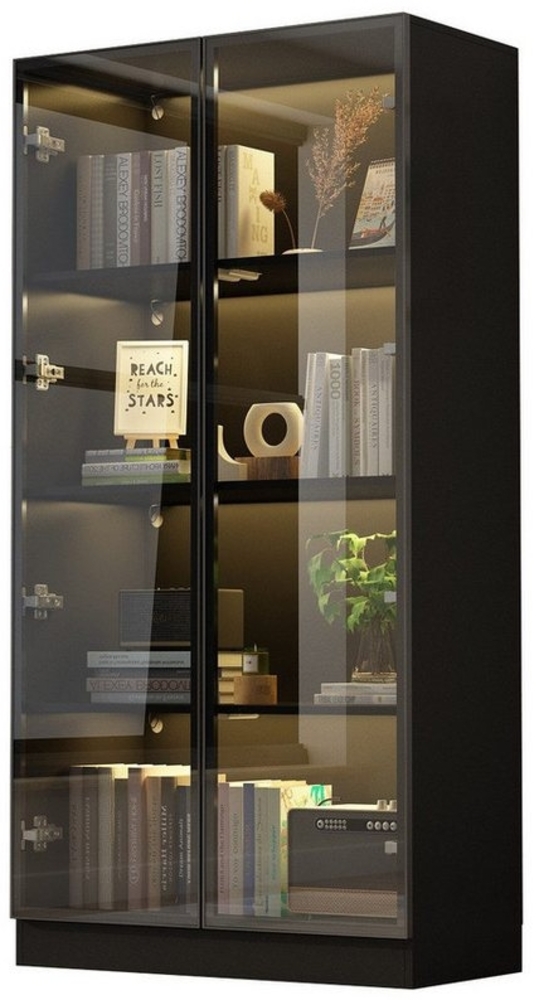 FUFU&GAGA Glasvitrine Vitrinenschrank mit Glastüren und Beleuchtung 160 CM Bild 1