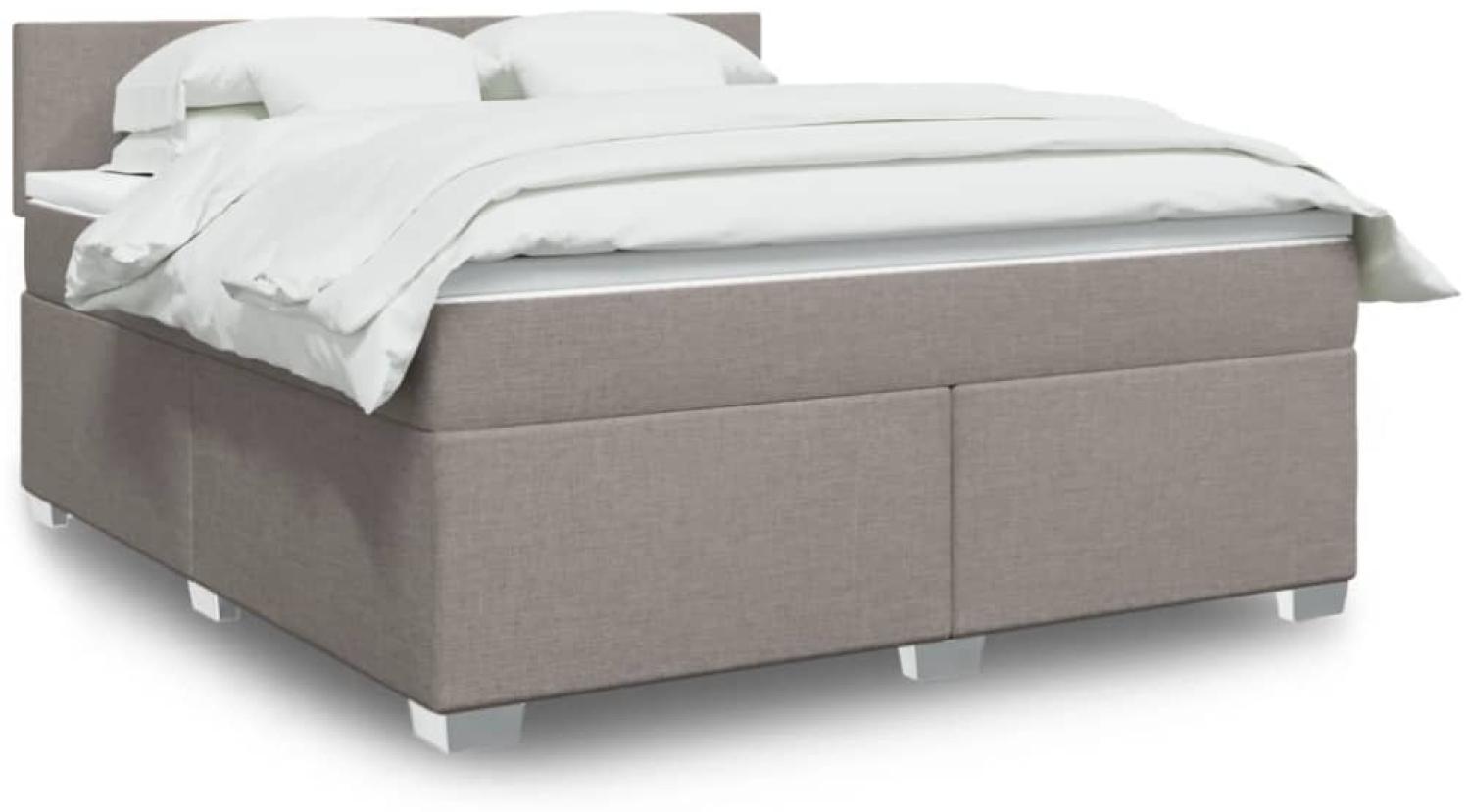 vidaXL Boxspringbett mit Matratze Taupe 180x200 cm Stoff 3288264 Bild 1