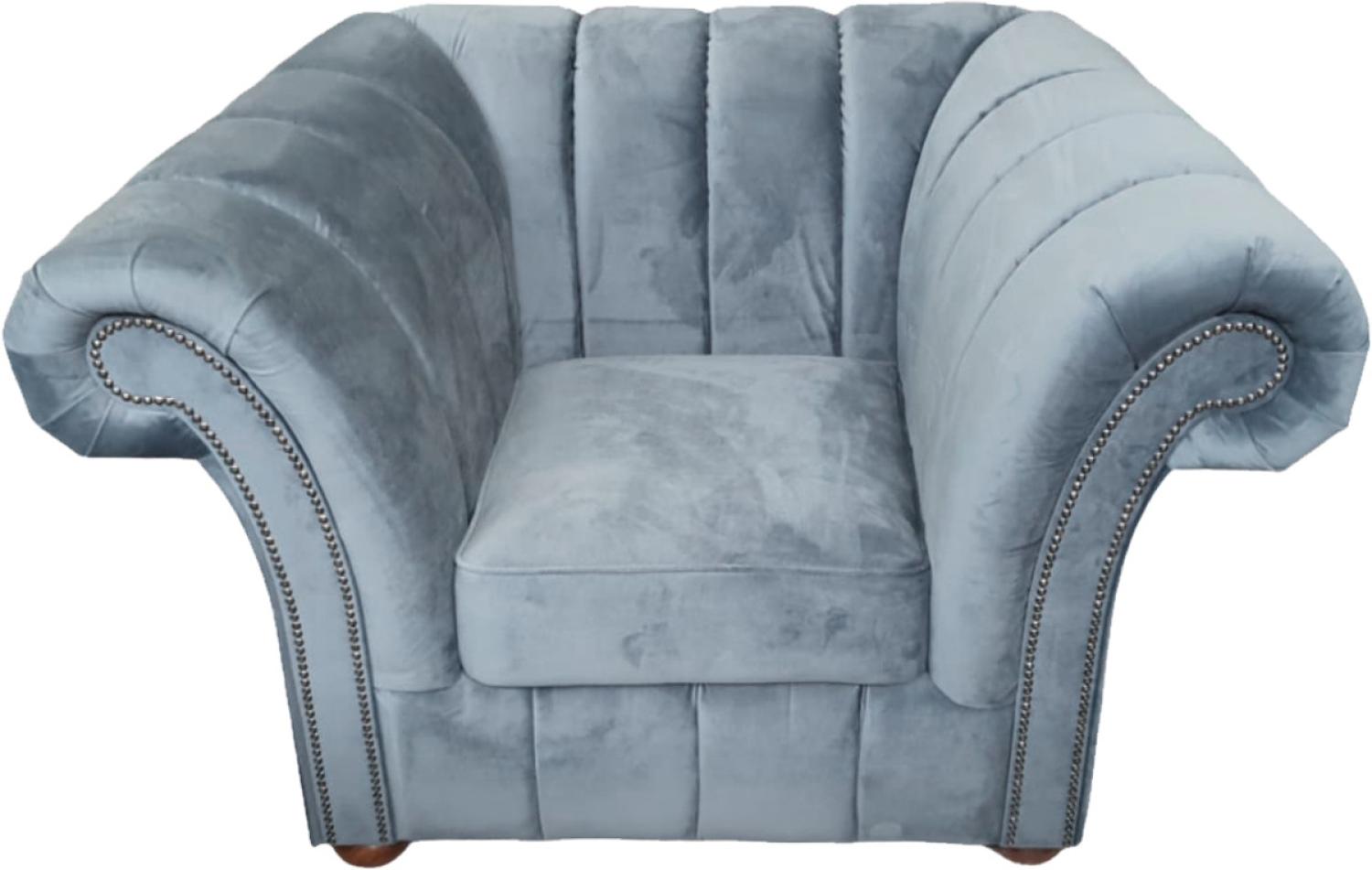 Casa Padrino Luxus Sessel Hellgrau Chesterfield Möbel Grau Bild 1