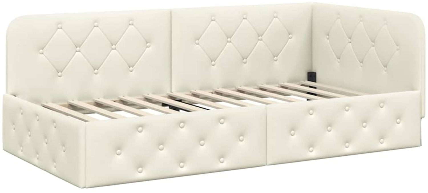 vidaXL Eckbettgestell mit Kopfteil Creme 90x200 cm Samt 42016540 Bild 1
