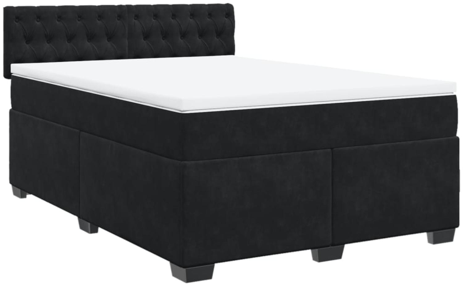 vidaXL Boxspringbett mit Matratze Schwarz 140x200 cm Samt 3286338 Bild 1