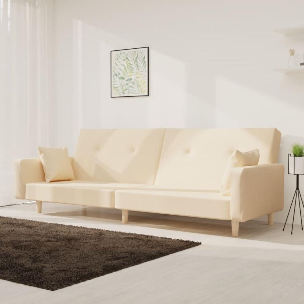 vidaXL Schlafsofa 2-Sitzer mit 2 Kissen, Creme Bild 1