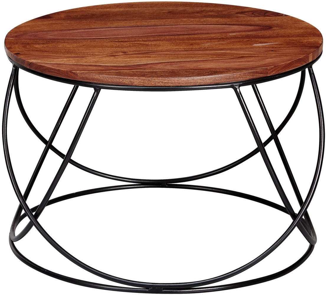 Wohnling Couchtisch Sheesham Massivholz / Metall 60 x 40 x 60 cm Bild 1