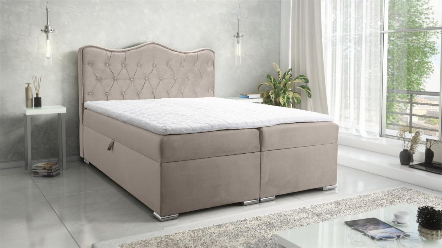 Boxspringbett Schlafzimmerbett SULTAN New in Stoff Velvet X Cappuccino 120x200cm Bild 1