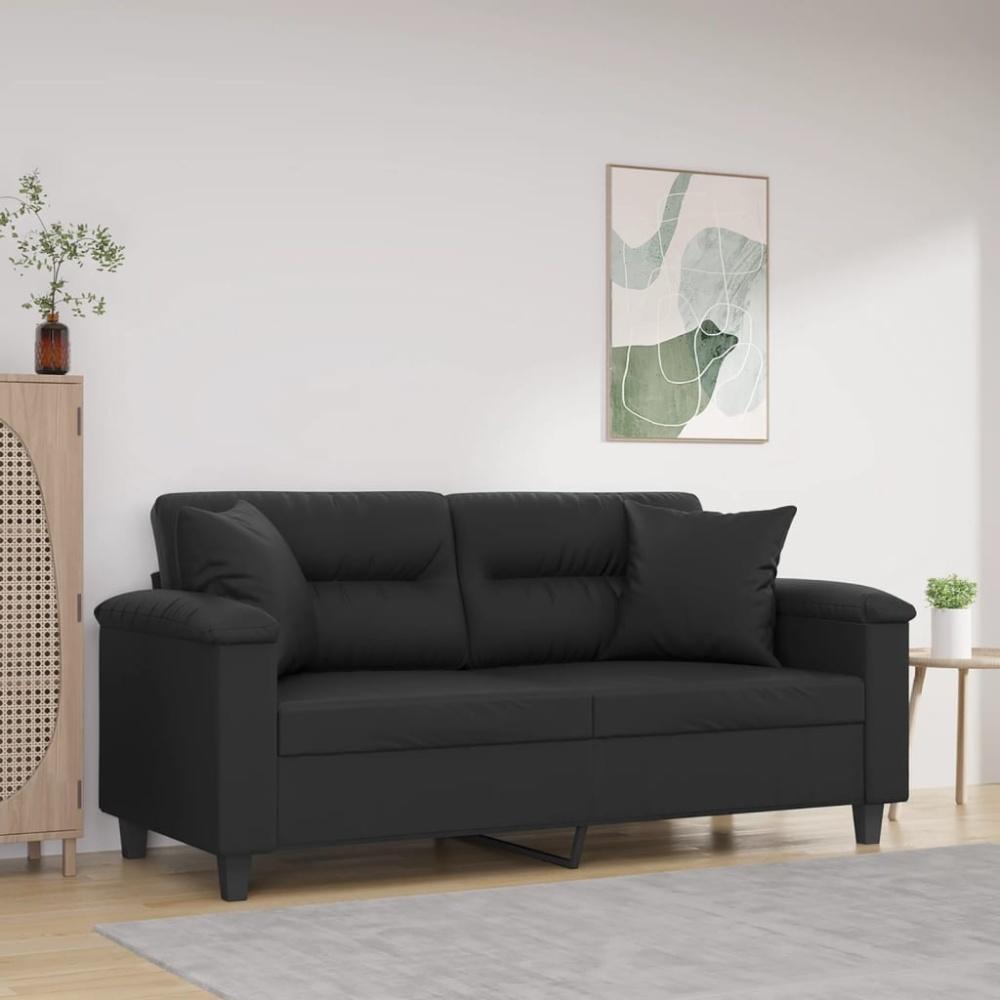 vidaXL 2-Sitzer-Sofa mit Zierkissen Schwarz 140 cm Kunstleder 3200988 Bild 1