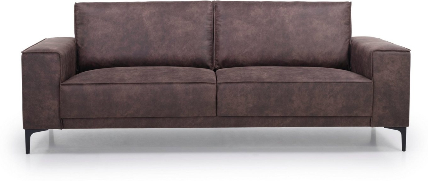 Places of Style 3-Sitzer 3er Sofa Oland, Struktur, Flachgewebe, Luxus-Microfaser, Boucle, 224 cm, Wellenunterfederung, Skandi-Design, Metallfüße Bild 1