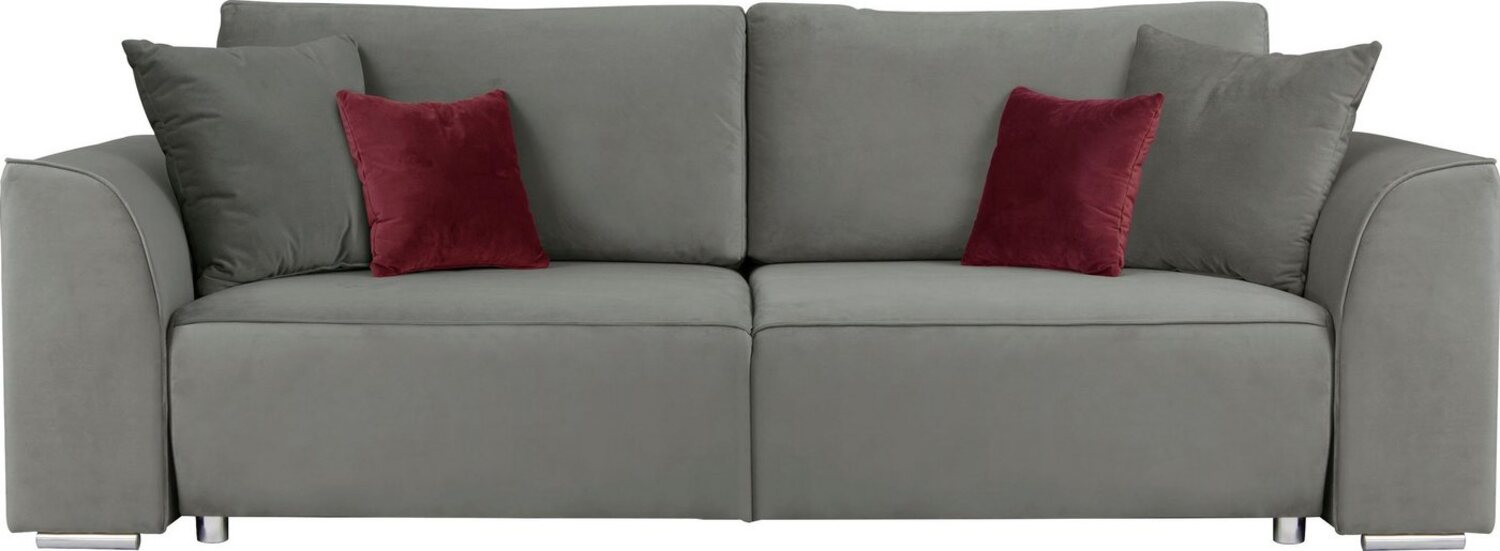 INOSIGN 3-Sitzer BEATRICE optionale Schlafsofa mit Bettkasten, B/T/H 250/107/92 cm, wahlweise mit Bettfunktion, incl. 2 Zierkissen, Wellenfederung Bild 1