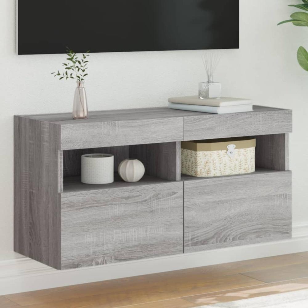 vidaXL TV-Wandschrank mit LED-Leuchten Grau Sonoma 80x30x40 cm 837207 Bild 1