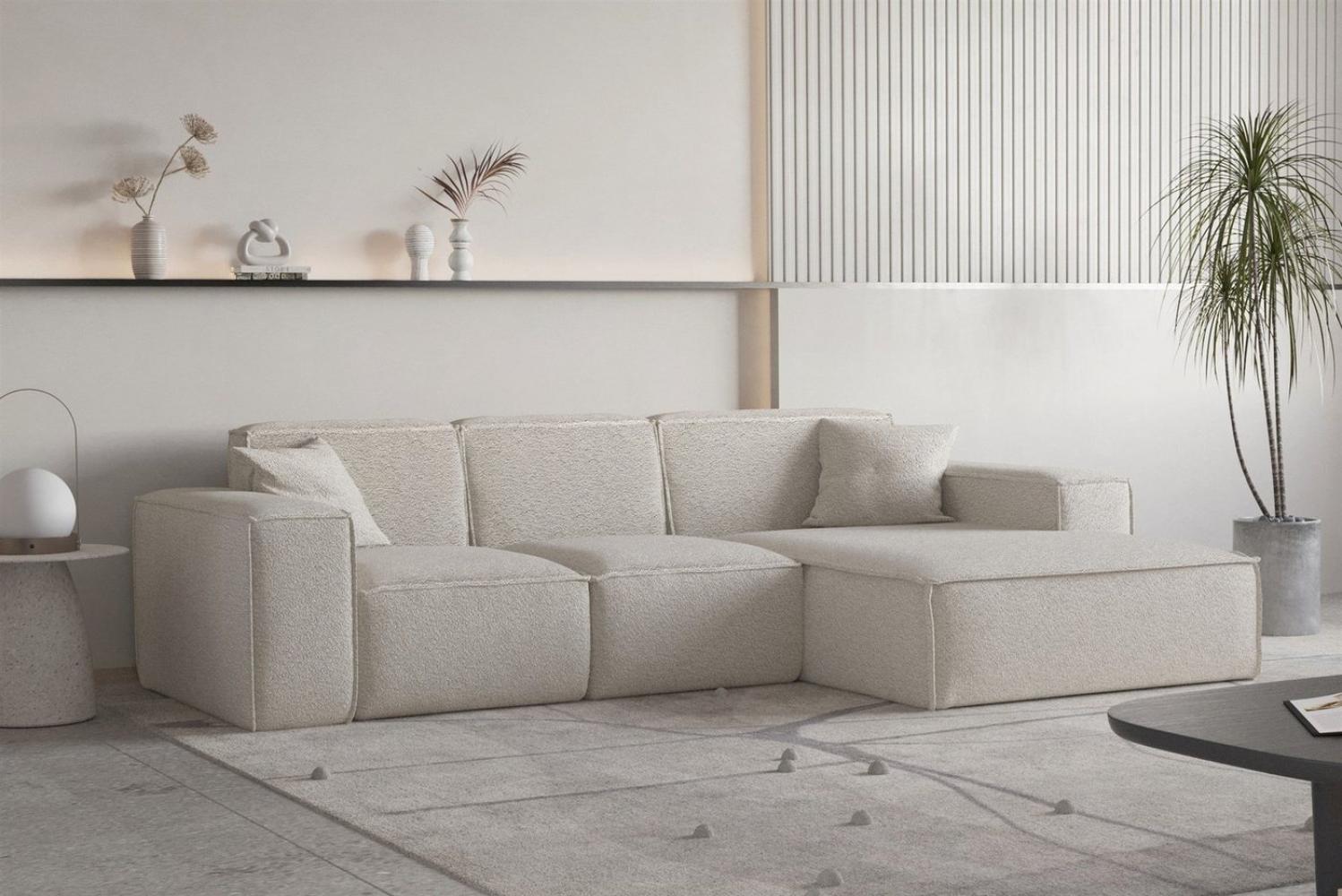 Ecksofa Designersofa CELES PREMIUM Stoff Ascot Bukla Beige Ottomane Rechts Bild 1