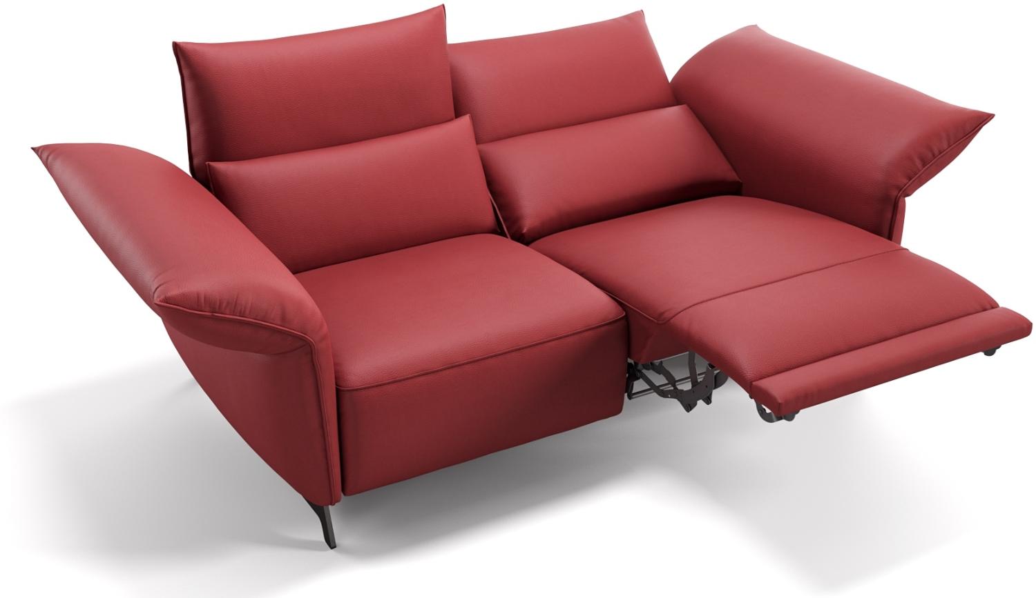 Sofanella Zweisitzer CUNEO Designercouch Leder Sofa in Rot Bild 1