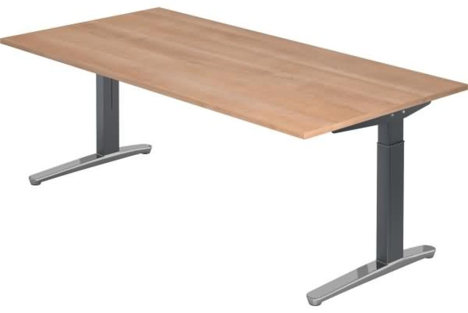 'XB2E' Schreibtisch C-Fuß poliert 200x100 cm Nussbaum Graphit Bild 1