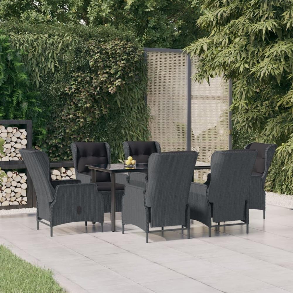 vidaXL 7-tlg. Garten-Essgruppe Dunkelgrau Poly Rattan Bild 1