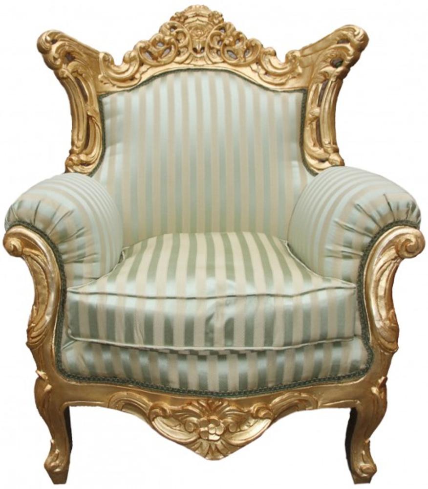 Casa Padrino Barock Sessel "Al Capone" Mod 2 Jadegrün/Beige / Gold Möbel Antik Stil Bild 1