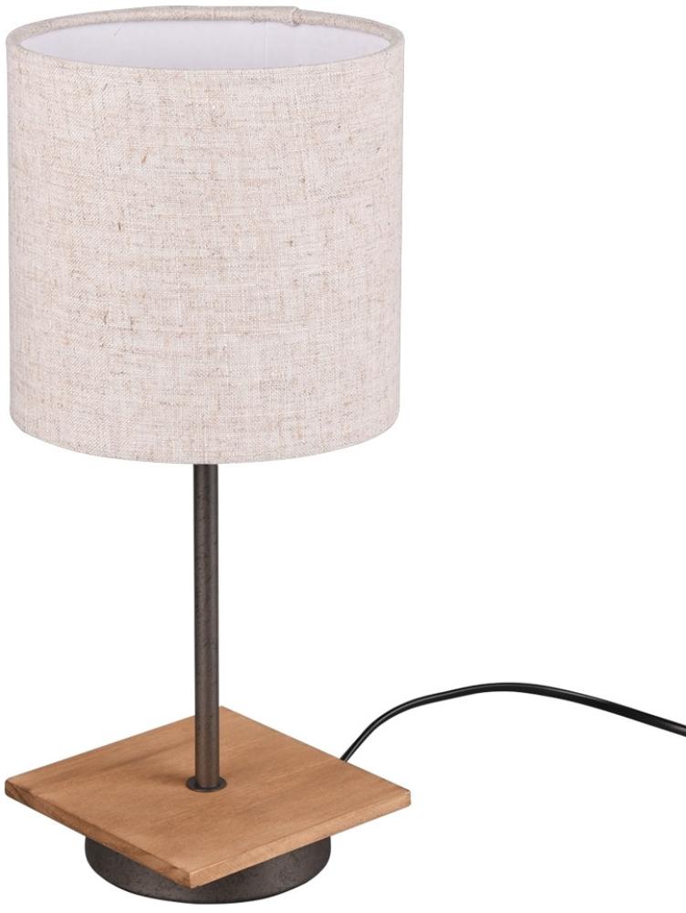 LED Tischleuchte, Textil, Holz, weiß, nickel-antik, H 40 cm Bild 1