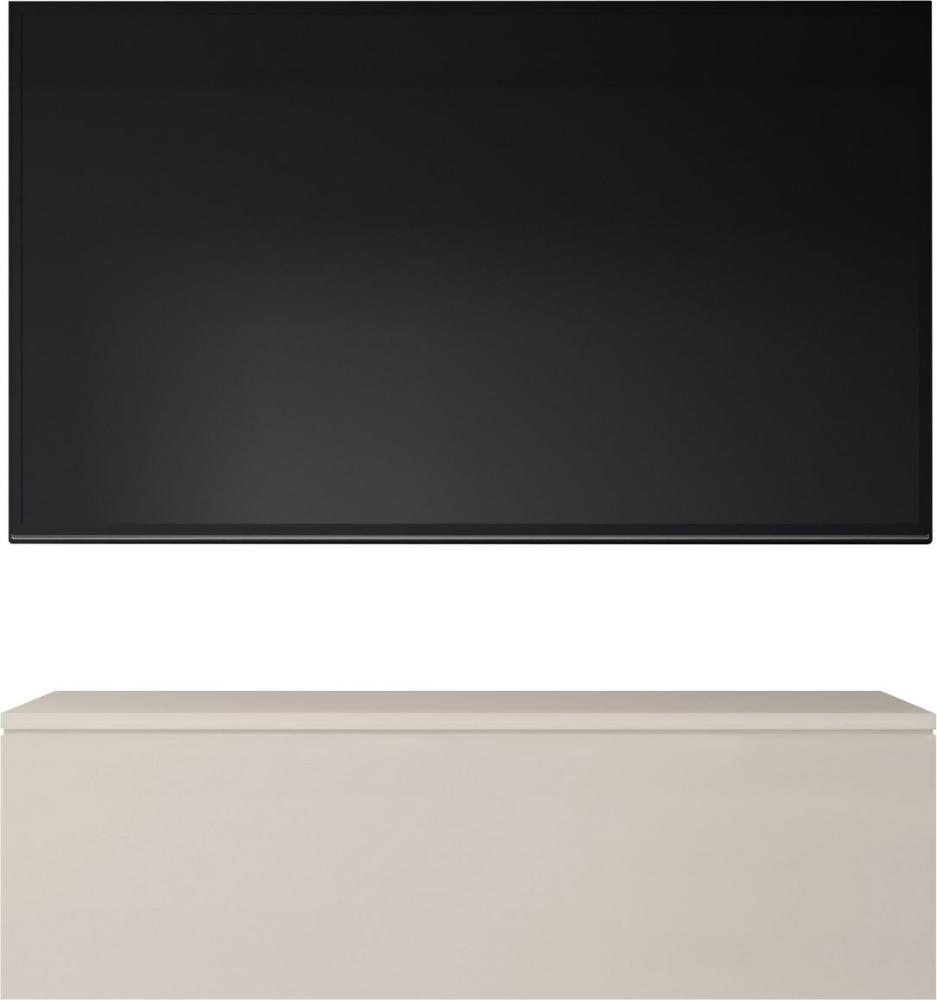 Furnix TV-Schrank BARGO 100 cm Lowboard mit/ohne LED-Beleuchtung Beige 100x32x34 cm, modernes klares Design in Beige Bild 1