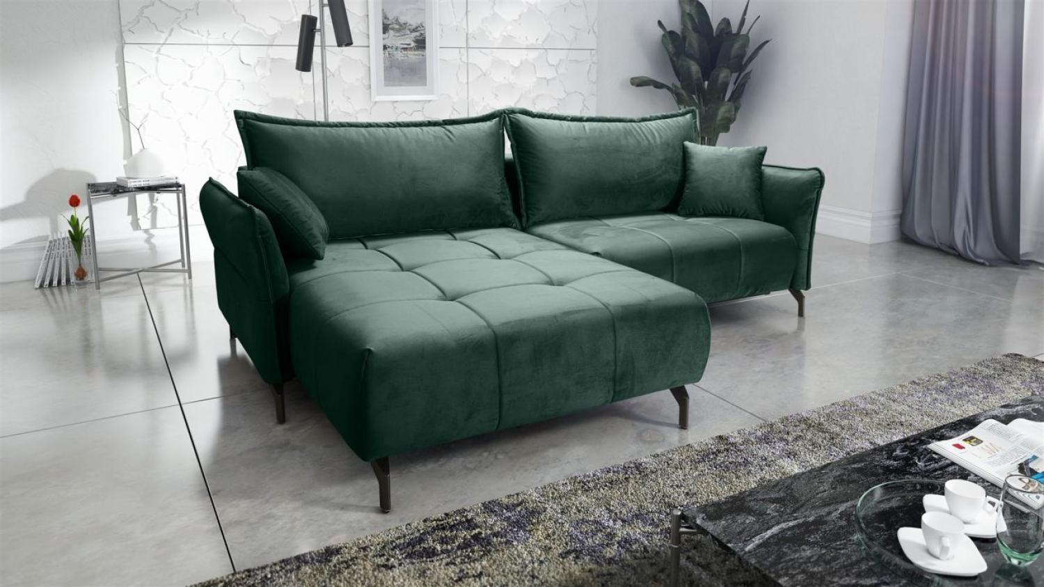 Ecksofa Schlafsofa Sofa VICTORIA Stoff Element Dunkelgrün Ottomane Links Bild 1