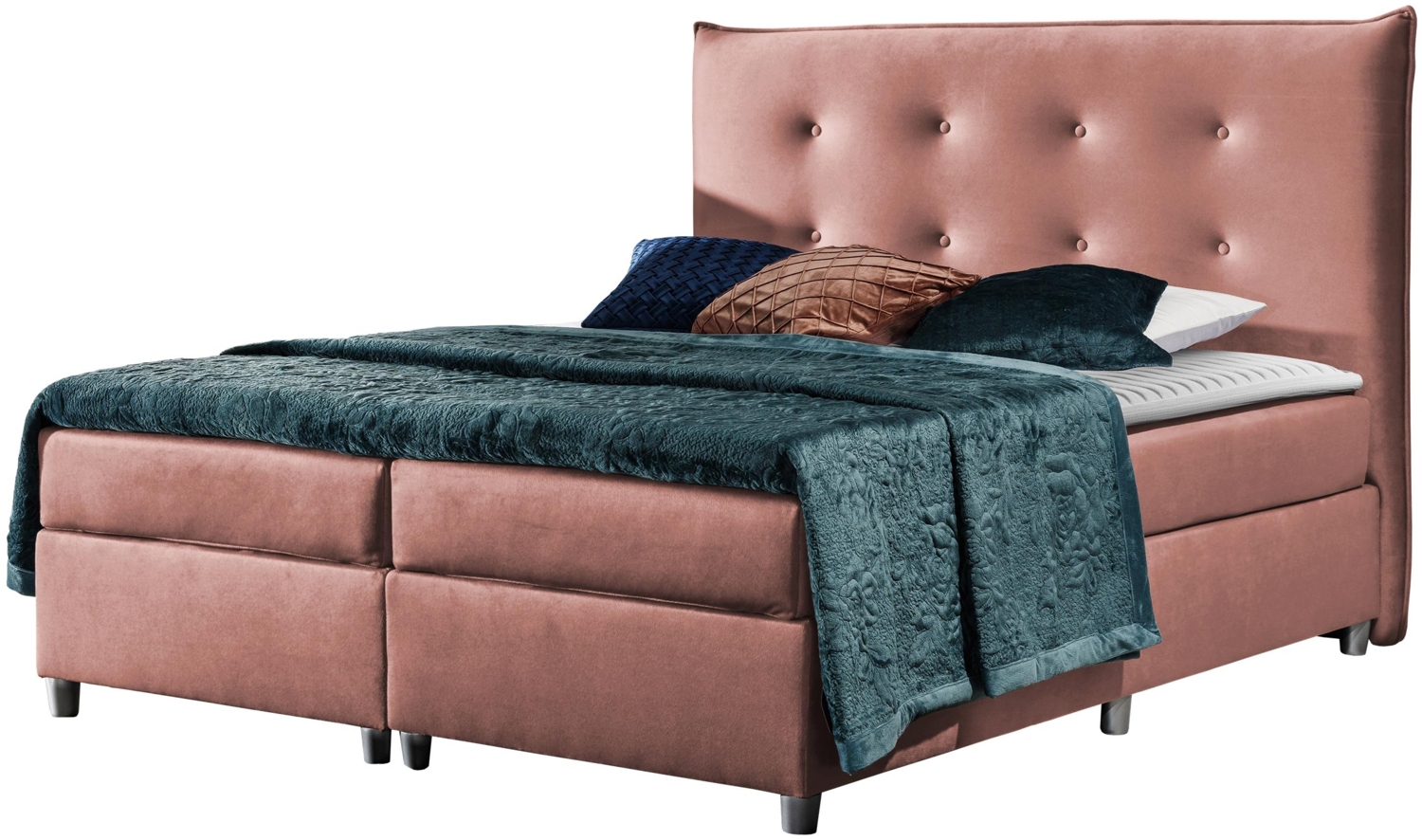 Mirjan24 Boxspringbett Amancio, Rosa 140 x 200 cm Welwet Bild 1