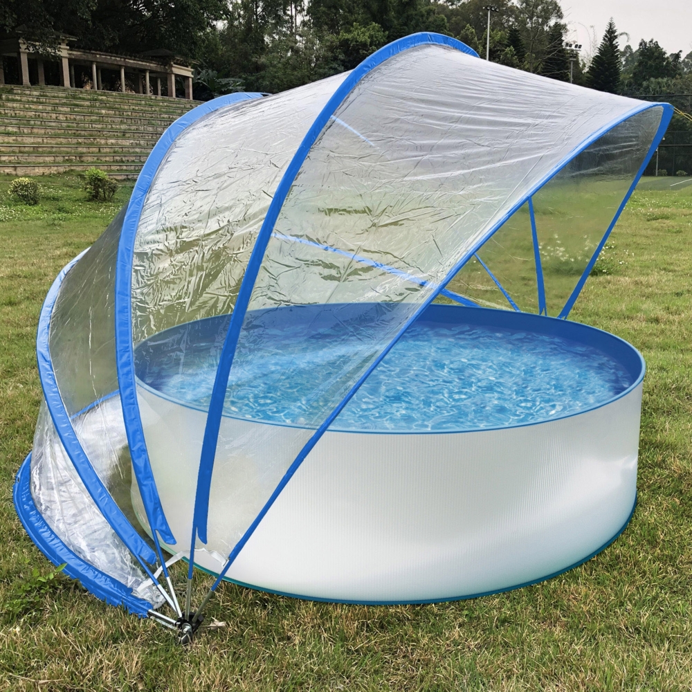 Steinbach Cabrio Dome Ø 440x220 cm blau - Gartendach & Pooldach für Aufstellpools Bild 1