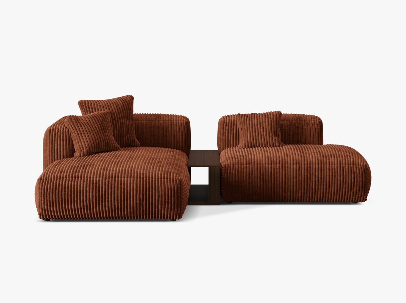Micadoni Ecksofa Martina 2-Sitzer mit Couchtisch Kord Ziegel Links Bild 1