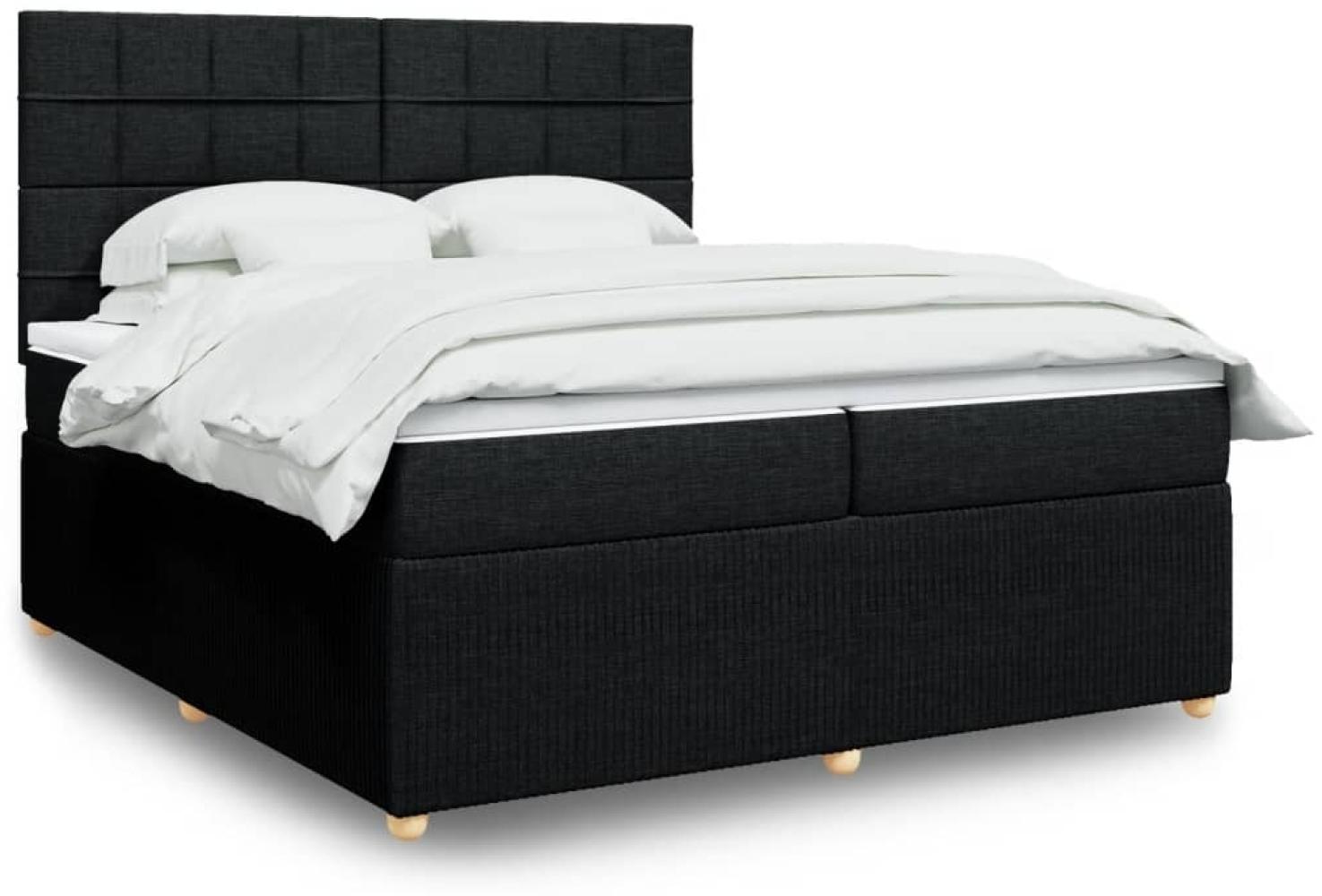 vidaXL Boxspringbett mit Matratze Schwarz 200x200 cm Stoff 3292165 Bild 1