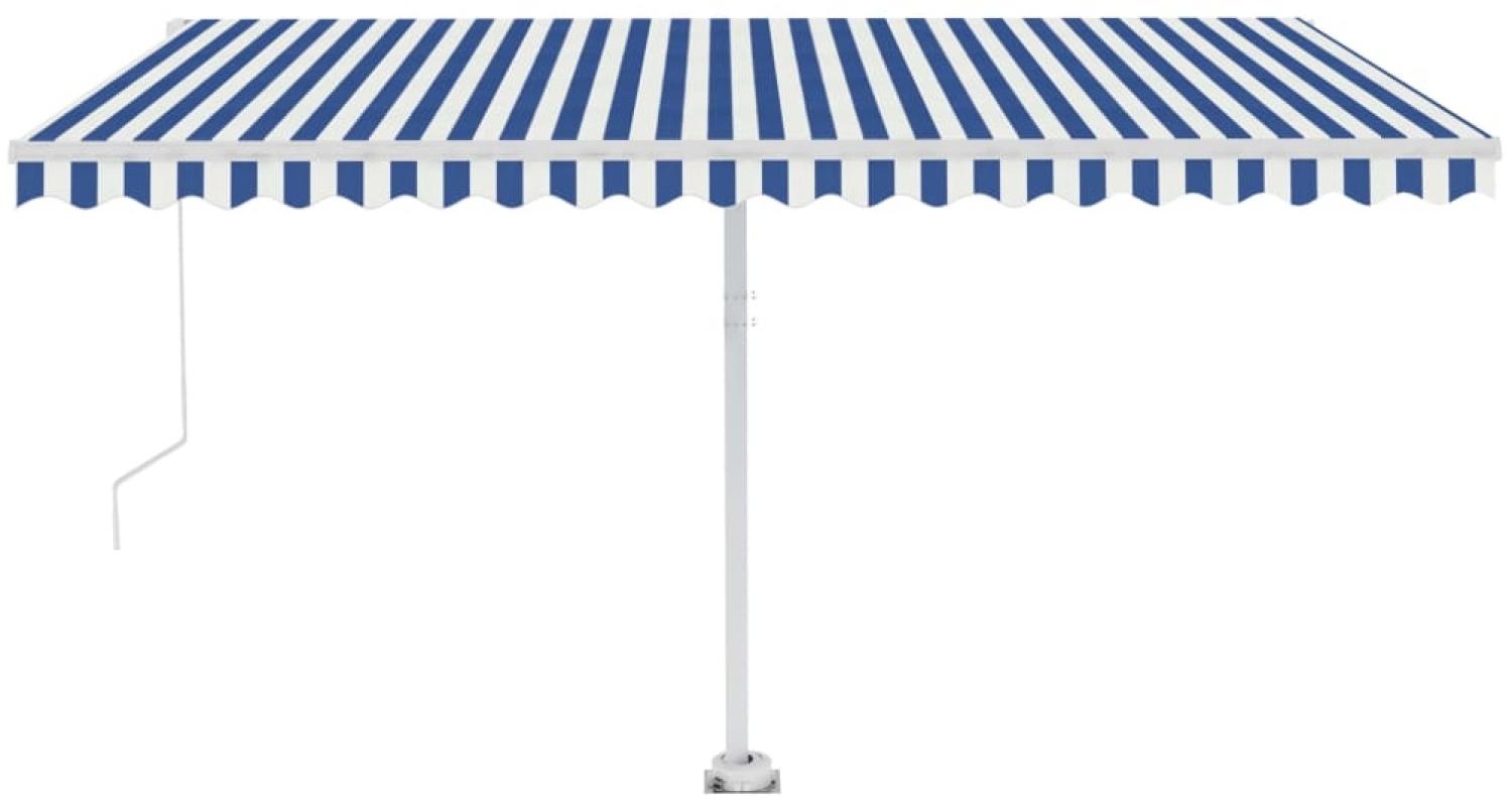 vidaXL Markise Manuell Einziehbar mit LED 450x350 cm Blau Weiß 3069641 Bild 1