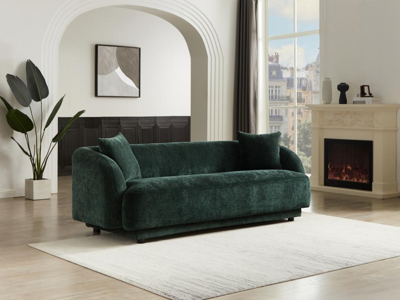 Vente-unique - 3-Sitzer-Sofa - Struktursamt - Tannengrün - KIMANTI Bild 1