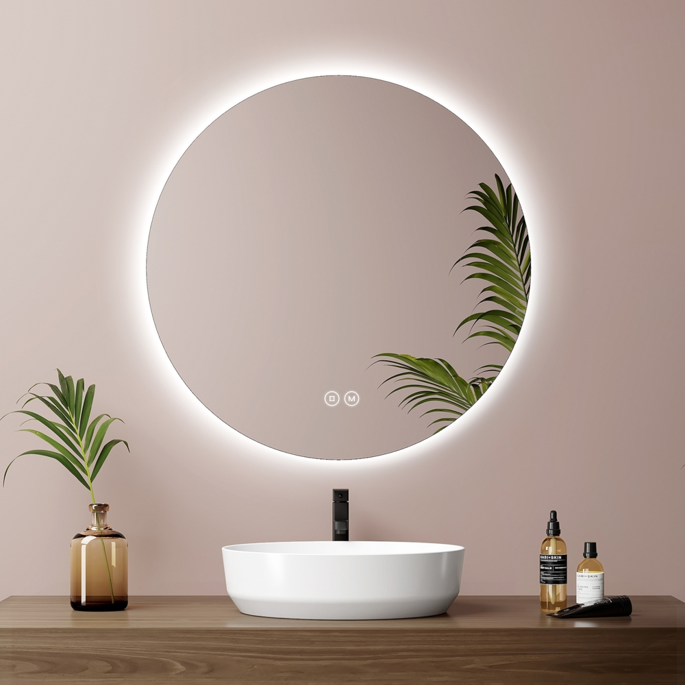 EMKE Rund Badspiegel mit LED Beleuchtung und Touch, 3 Lichtfarbe, Dimmbar, ф 50 cm Bild 1