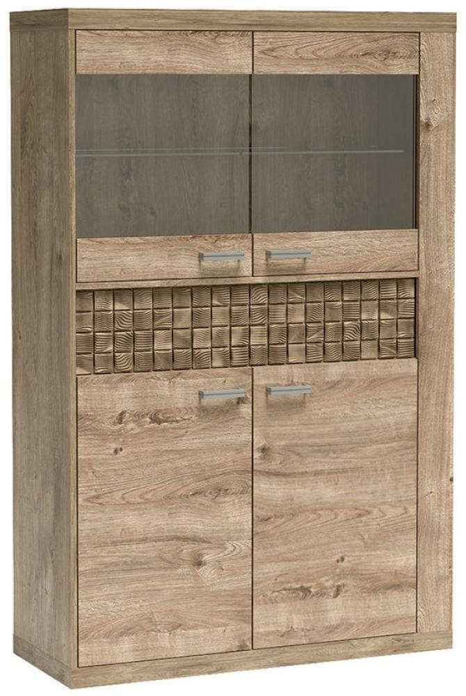 Lomadox Highboard NUSCO-161, Eiche Nb, Anrichte, Vitrinenschrank, 2 Türen, 102 cm breit Bild 1