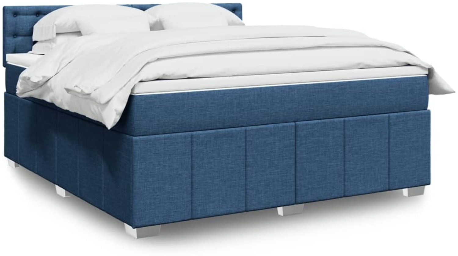 vidaXL Boxspringbett mit Matratze Blau 180x200 cm Stoff 3289467 Bild 1