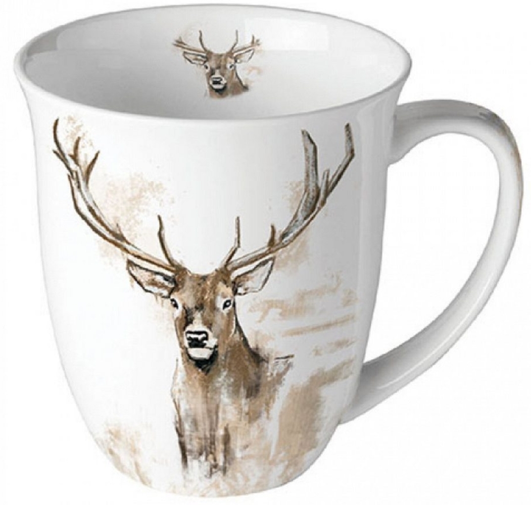 Ambiente Luxury Paper Products Becher Tasse Frühling, Sommer, Herbst, Winter, Porzellan Mug Geweih, als Geschenk geeignet Bild 1