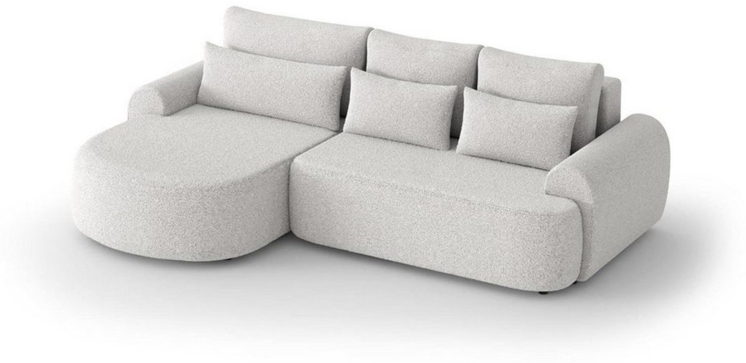 Beautysofa Ecksofa Olivio, mit Wellenunterfederung, Ecke gepolstert beige, mit Relaxfunktion, mit Bettkasten, aus Boucle-Stoff Bild 1