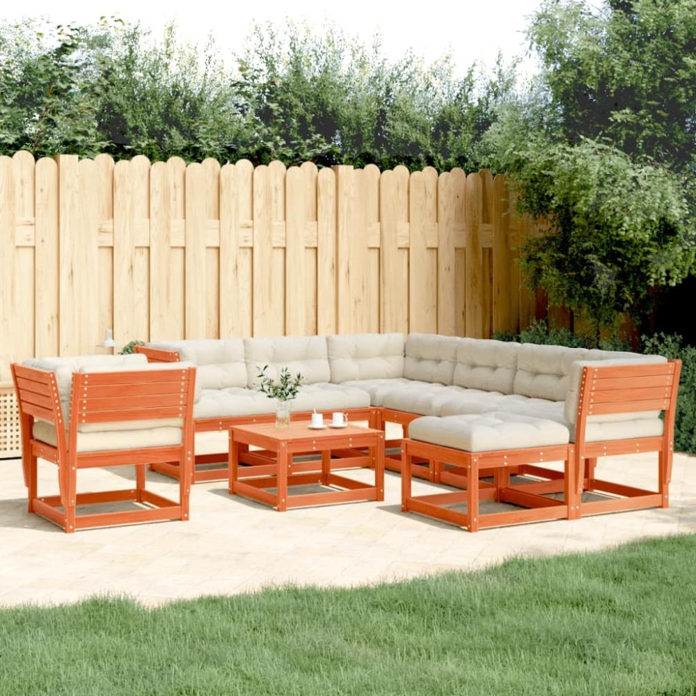 vidaXL 8tlg. Garten-Lounge-Set mit Kissen Wachsbraun Massivholz Kiefer 3216952 Bild 1