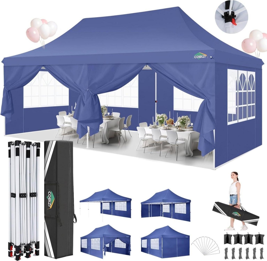 Faltpavillon 3x6m mit 6 Seitenwänden, wasserdicht, stabil, Anti-UV Bild 1