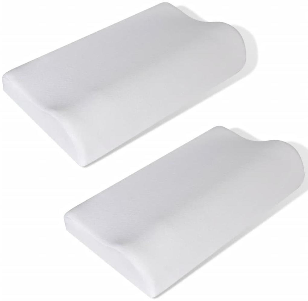 vidaXL Orthopädisches Memory-Kissen, 2er Set, Polyester weiß, 50 x 30 x 7 / 10 cm Bild 1