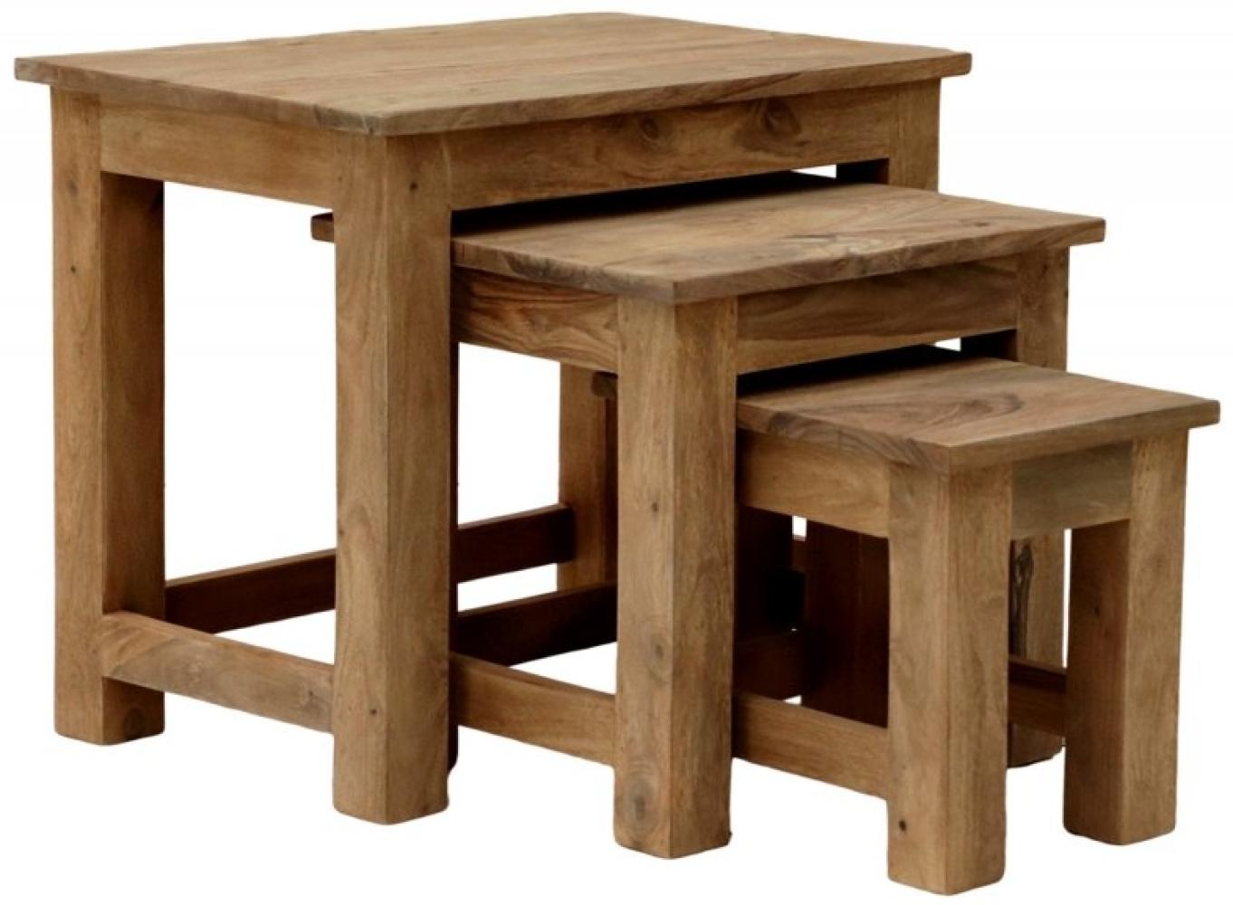 Beistelltische Rami 3er-Set aus indischem Sheesham-Massivholz Bild 1