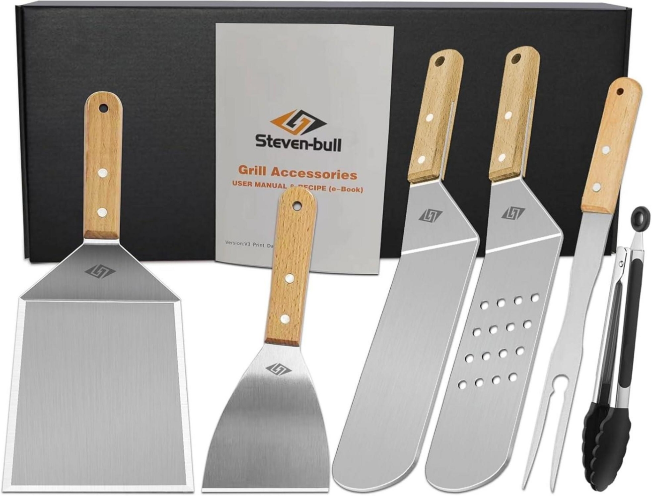 Plancha Grillbesteck-Set Edelstahl Spatel Zubehör Blackstone Bild 1