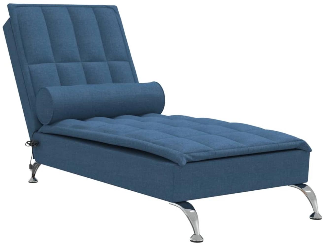 vidaXL Massage-Chaiselongue mit Nackenrolle Blau Stoff 379449 Bild 1