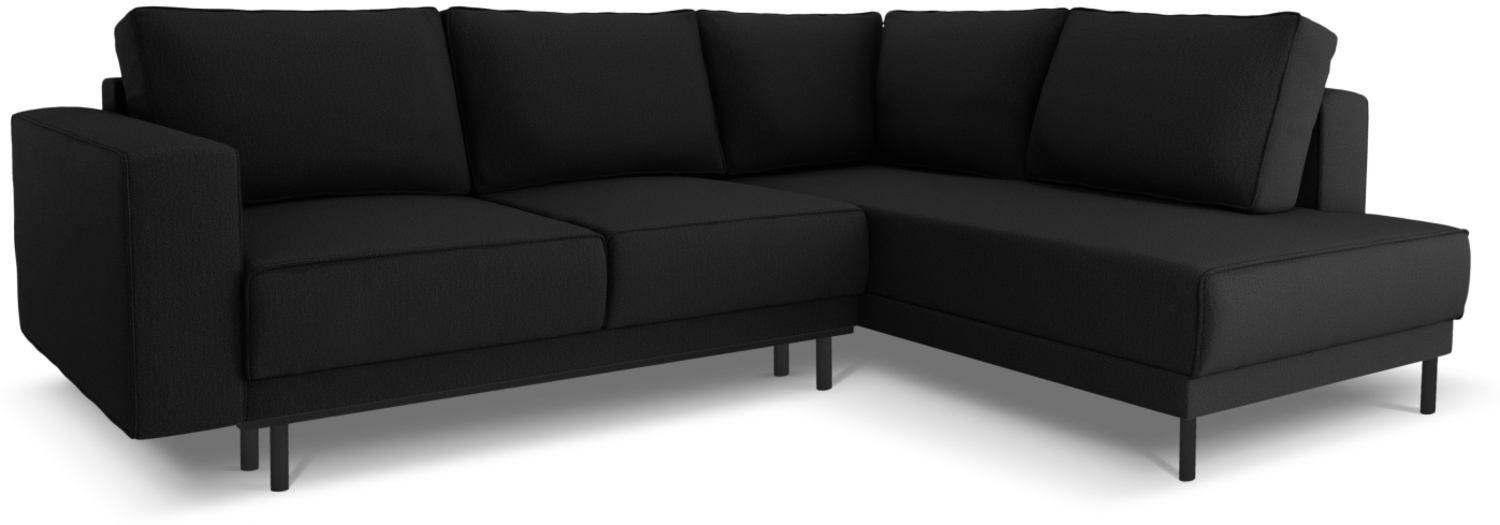 Micadoni Schlaf-Ecksofa Caro 5-Sitzer Rechts Strukturierter Stoff Schwarz 140x208 Bild 1